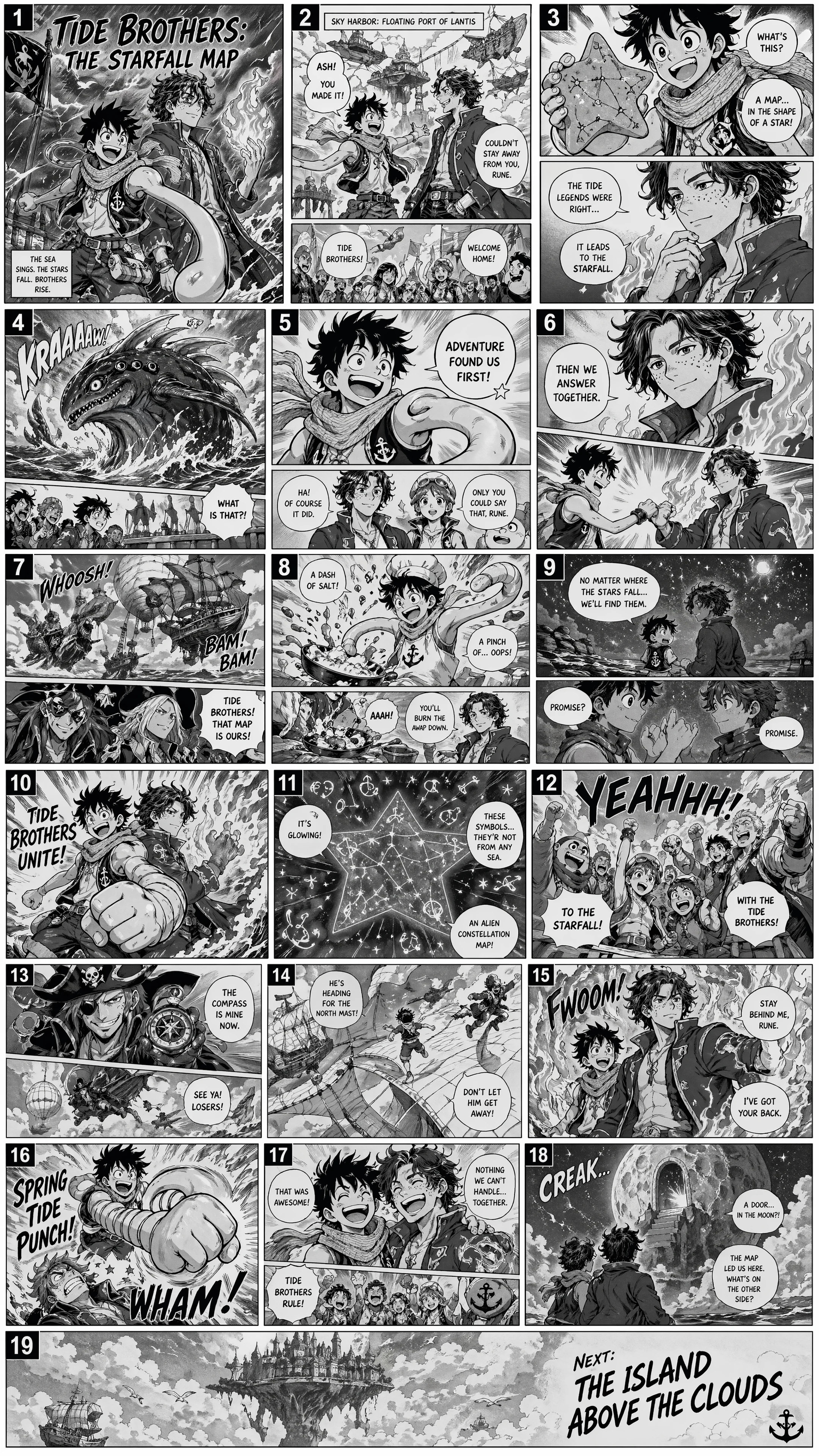 GPT-Image-2 Case · Sample of 19-Page Manga: "Tide Brothers"