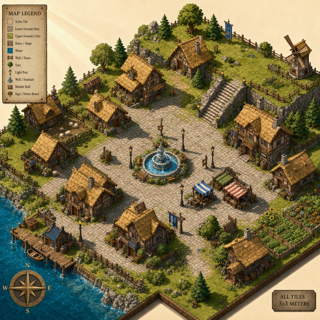 GPT-Image-2 Case · Isometric View Fantasy Village Map