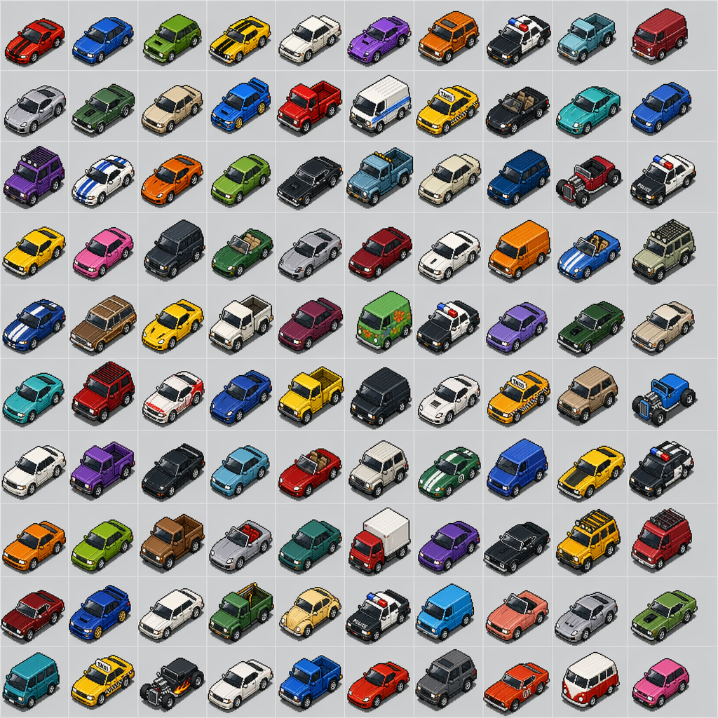 GPT-Image-2 Case · Pixel Art Car Sprite Collection