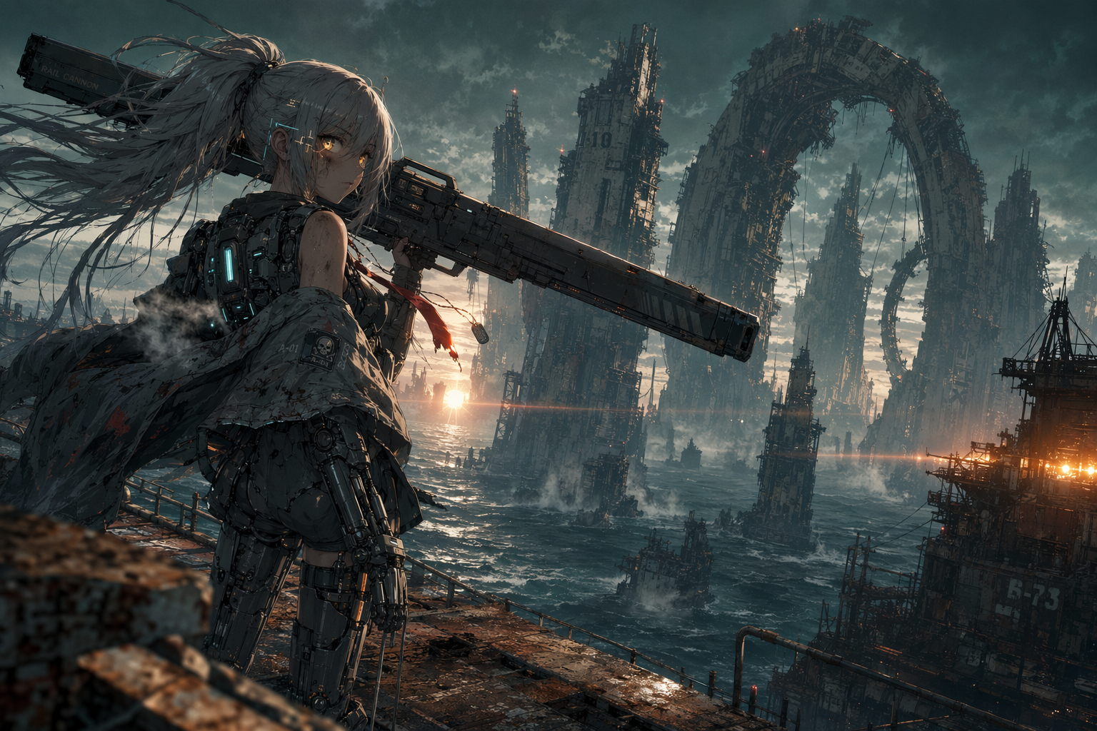 GPT-Image-2 Case · Cyberpunk Mecha Girl on a Naval Fortress