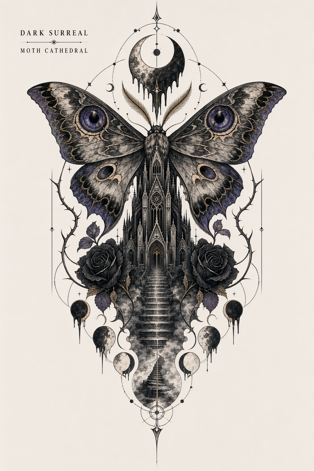 GPT-Image-2 Case · Dark Surrealist Moth Cathedral Tattoo