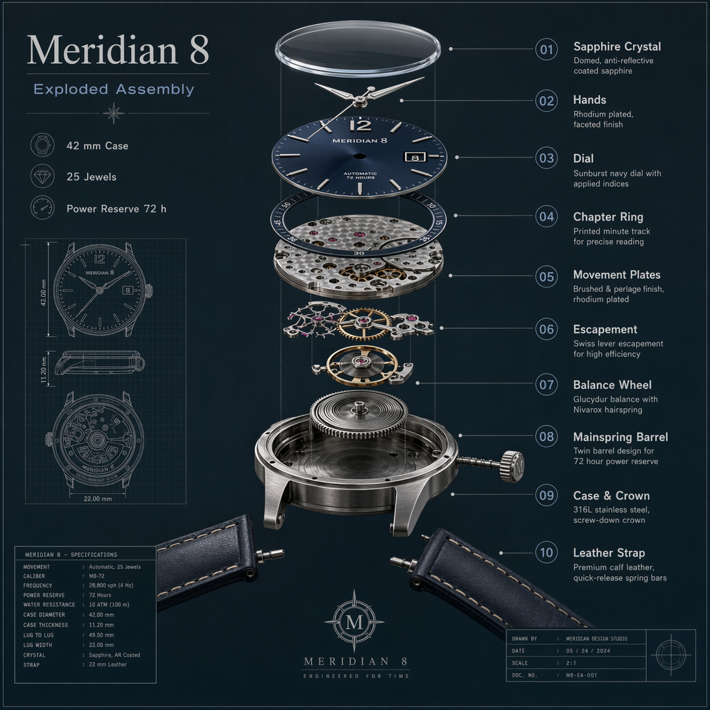 GPT-Image-2 Case · Mechanical Wristwatch Exploded View