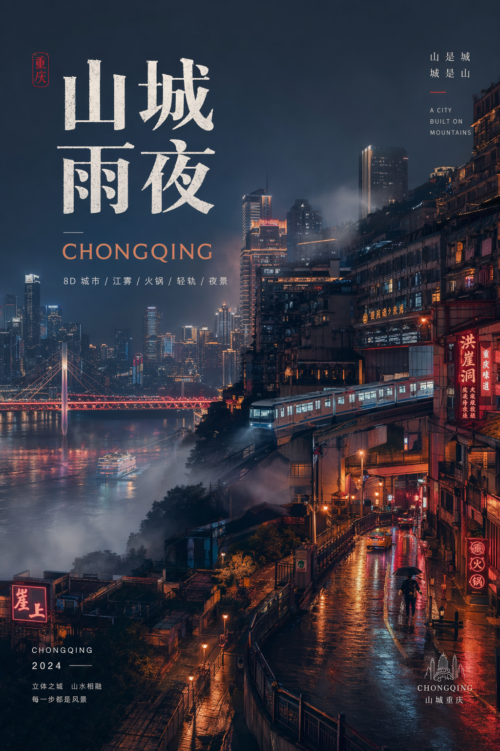 GPT-Image-2 Case · Chongqing Rainy Night City Promotional Poster